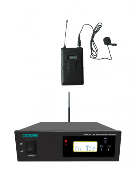 Sistem Microfon Wireless lavaliera pe UHF DSPPA DSP6616A + DSP6626A, Frecventa automata pe infrarosu, 200 canale