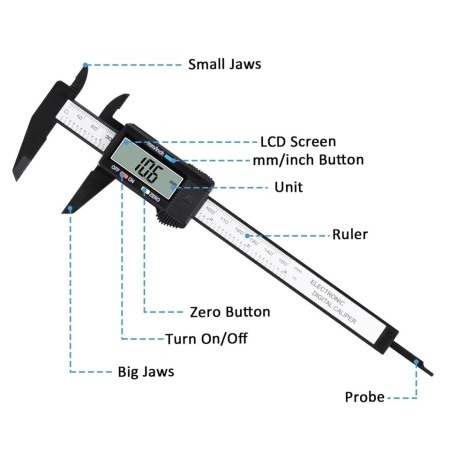 Șubler Digital de Precizie Adoric 150 mm / 6 Inch, Afișaj LCD, Comutare mm/inch, Funcție Zero și 4 Moduri de Măsurare (Interior, Exterior, Adâncime, Treaptă) - Img 4