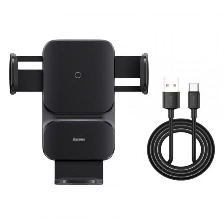 Suport auto pentru telefon auto cu incarcare wireless Baseus Wisdom pentru neagra (CGZX000001) - Img 2
