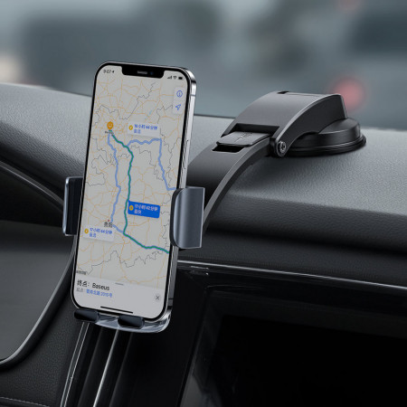 Suport telefon Baseus 2in1 cu prindere in fanta climatizare si pe bordul masinii, negru (SUYK000001) - Img 3