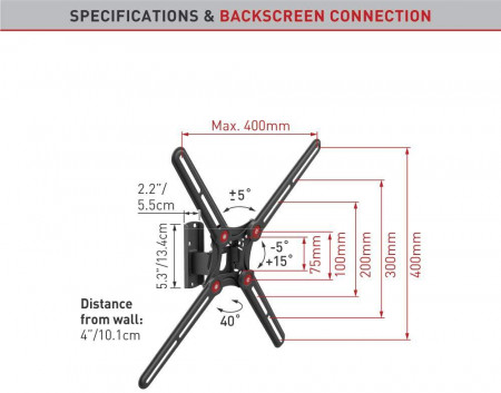 Suport TV de perete Barkan BM320, reglabil, 13"-65", Negru - Img 2