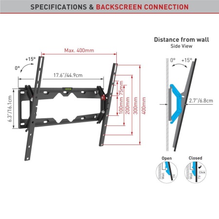 Suport TV perete Barkan tilt 13-65" 36kg - Img 3