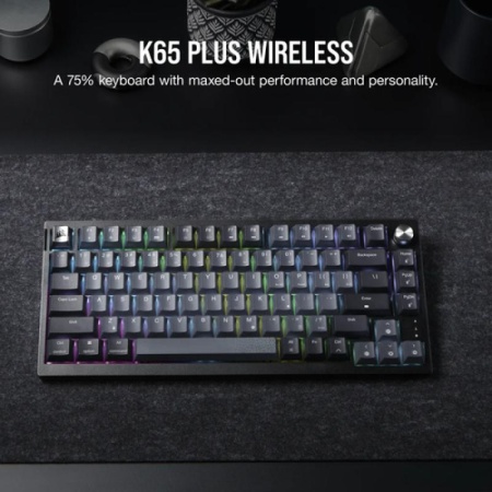 Tastatura mecanica gaming Corsair K65 PLUS 2.4GHz Wireless - Bluetooth®, 75%, Pre-Lubricated CORSAIR MLX Red Linear Switches, RGB - Img 13