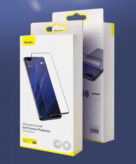 2 x Folie protectie 3D din plastic, Baseus 0,15 mm pentru Huawei P40 negru (SGHWP40-KR01) - Img 7