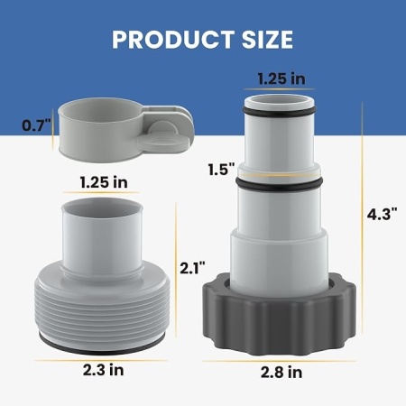 Adaptor furtun piscină Tip A și B compatibil Intex, pentru pompă de filtrare cu conexiune filetată - Img 2