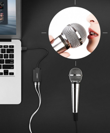 Adaptor Ugreen USB extern cu placa audio de sunet de 3,5 jack 15cm - Img 8