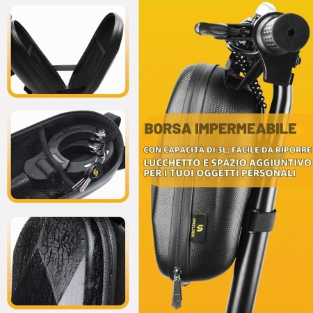 Antifurt Tip Cătușe pentru Trotinetă Electrică și Bicicletă AMZLOCK, Lanț Oțel Ranforsat 8 mm x 75 cm, Protecție Silicon Anti-Zgârieturi, Greutate 1.6 kg, Include 3 Chei și Geantă Impermeabilă 3L - Img 4