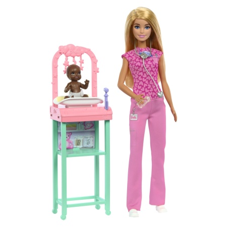 BARBIE CARIERE SET MOBILIER CU PAPUSA DOCTOR PEDIATRU BLONDA - Img 2