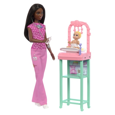 BARBIE SET DE JOACA PAPUSA BARBIE BRUNETA FACE CARIERA PEDIATRU - Img 2