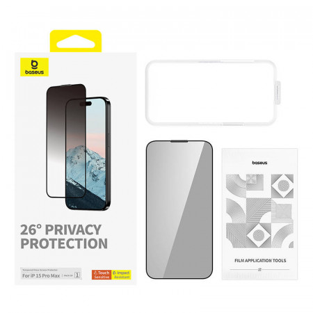 Baseus Diamond iPhone 15 Pro Max sticla securizata pentru intimitate - Img 3