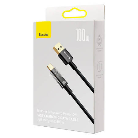 Baseus Explorer, cablu USB la USB-C, 100 W, 1 m (negru) - Img 2