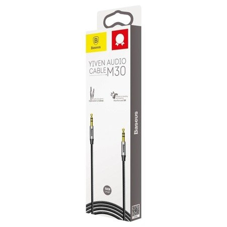 Cablu Audio Baseus Yiven 3.5 mascul M30 1.5M Argintiu+ Negru - Img 2