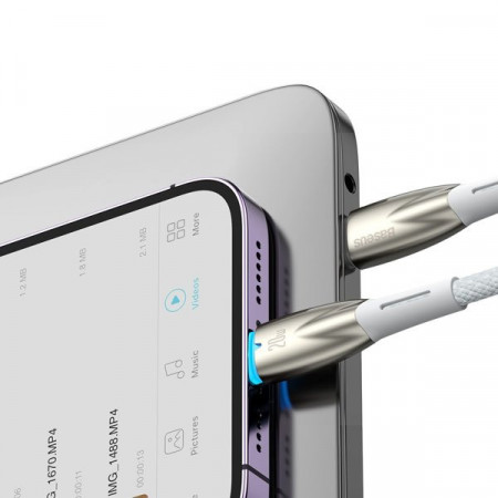 Cablu Baseus Glimmer Series cu incarcare rapidă USB-C - Lightning 480Mb/s PD 20W 1m alb - Img 2