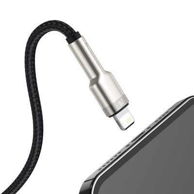 Cablu de date metalic Baseus Cafule Series USB - Lightning 2.4A 0,25 m negru - Img 4