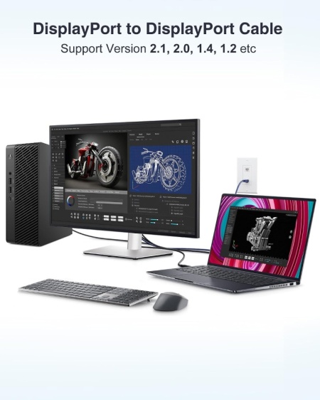 Cablu DisplayPort 2.1 Ubluker 54Gbps 2M, Certificat DP la DP, Suport 10K / 8K 120Hz, 4K 240Hz / 165Hz / 144Hz - Img 8