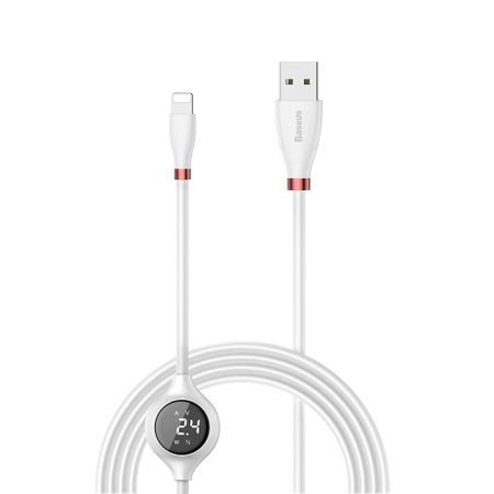 Cablu Lightning pentru iPhone cu afisaj digital, 2A , 1.2M, Baseus Big Eye CALEYE-01, alb