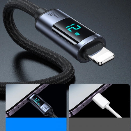 Cablu Lightning - USB A 2.4A 1.2m cu display LED Joyroom S-AL012A16 - negru - Img 3