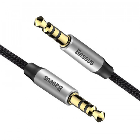 Cablu mini jack audio 3.5 mm AUX Baseus Yiven 1m , negru + argintiu - Img 2