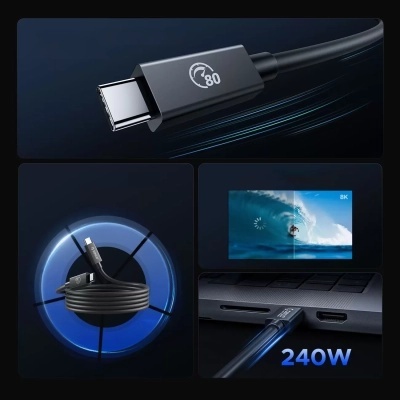 Cablu Orico USB4 Thunderbolt5 80Gbps 240W USB-C la USB-C 1.5m - Negru - Img 4