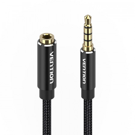 Cablu prelungitor audio TRRS 3,5 mm tata la 3,5 mm mama 3 m Vention BHCBI negru - Img 2