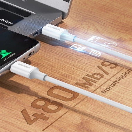 Cablu Ugreen US264 60518 USB-C / USB-C PD QC AFC 1m - alb - Img 4