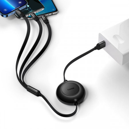 Cablu USB tip A Baseus Bright Mirror 2 3in1 - micro USB + Lightning + USB tip C 3.5A 1.1m negru (CAMJ010001) - Img 3