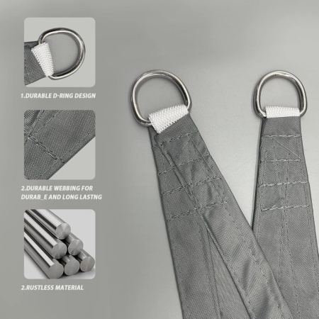 Copertină Triunghiulară Impermeabilă Tip Welă 3 x 4 x 5 m Gri Închis, Prelată de Umbrit în Unghi Drept cu Blocare UV 95%, Cusături Ranforsate, Inele D din Inox și 3 Frânghii Incluse, pentru Grădină, Terasă - Img 6
