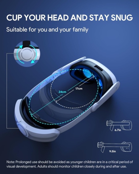Curea de incarcare rapida pentru cap Aubika pentru Meta Quest 3S/Quest 3 cu acumulator incorporat de 8000 mAh, inlocuire curea Elite, accesorii pliabile și reglabile - Img 3