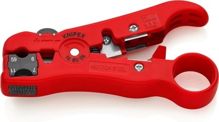 Dezizolator Universal pentru Cabluri Coaxiale KNIPEX 16 60 06 SB (Lungime 125 mm), Sculă Profesională pentru RG 59, RG 6, RG 7, RG 11 și Cabluri de Date, Roșu - Img 2