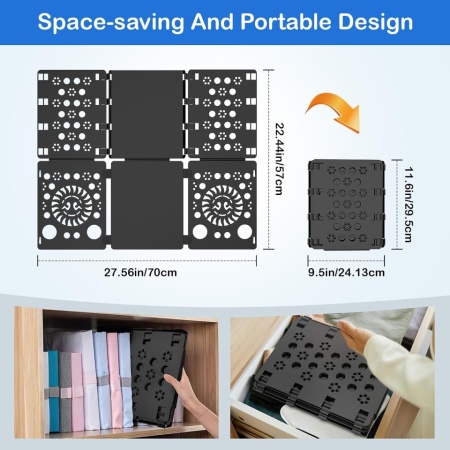 Dispozitiv de Împăturit Haine BoxLegend V1-Plus pentru Adulți și Copii, 3 Pași Simpli, Design Pliabil și Compact, Material PP Durabil, Culoare Negru - Img 5