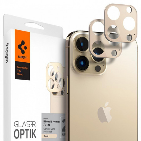 Folie protectie camera SPIGEN OPTIK.TR CAMERA PROTECTOR 2-PACK IPHONE 13 PRO / 13 PRO MAX GOLD