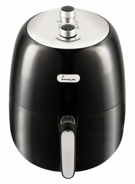 Friteuza cu aer cald FRAM FAF-1500BK, 1500W, 3.2L, vas detasabil anti-adeziv, termostat reglabil 80-200˚C, temporizator 30 min, protectie supraincalzire, Negru