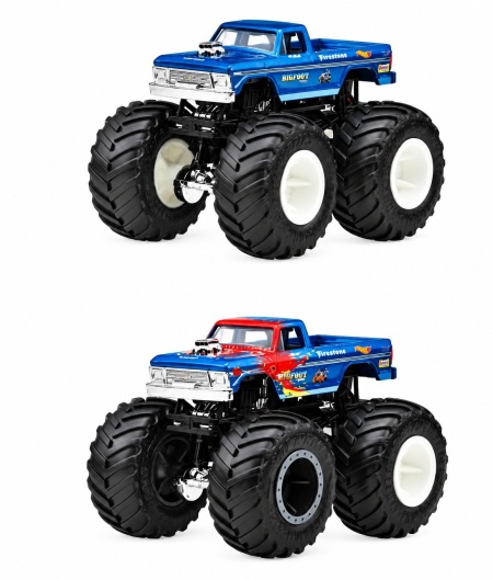 HOT WHEELS MONSTER TRUCK SET 2 MASINI BIGFOOT SI BIGFOOT BITE SCARA 1 LA 64 - Img 2