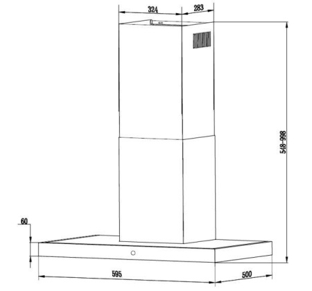 Hota incorporabila decorativa Heinner HDCH-F4560TIX, Putere de absorbtie 488,04 m3/h, Afisaj LED, 1 motor, Control touch, Iluminare LED, 3 trepte de viteza, 59.5 cm, Sticla neagra - Img 2