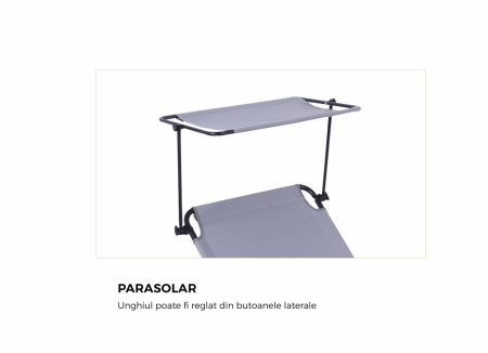 HR SEZLONG CU PARASOLAR 186X55X24 GRI - Img 4