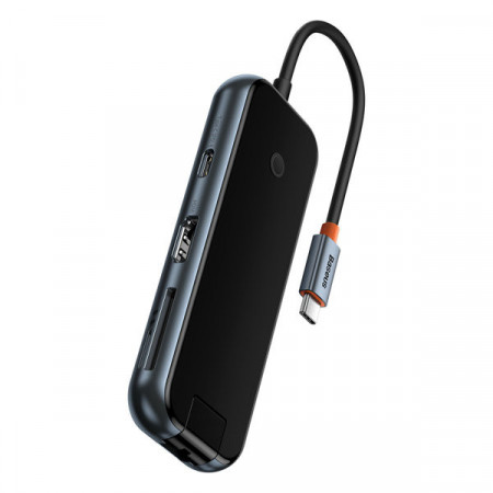 Hub Baseus AcmeJoy HUB 8 porturi USB-C la 1xHDMI / 2xUSB-A 3.0 / 1xUSB-A 2.0 / 1xUSB-C PD&amp;Data / 1xRJ45 / 1xSD/TF gri inchis - Img 3