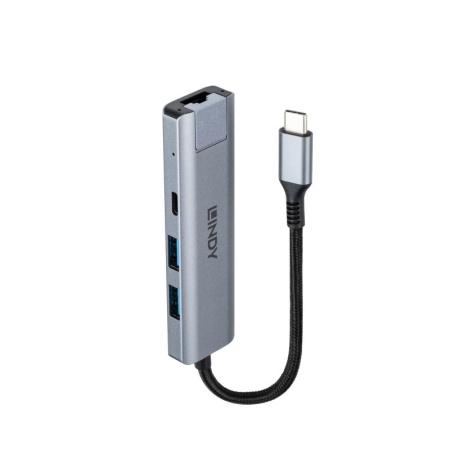 Hub Lindy USB3.2 Gigabit Ethernet, gri - Img 4