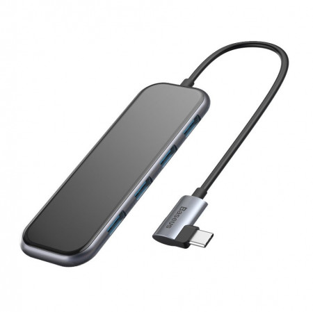 Hub multifunctional, Baseus Type-C la USB3.0*4+PD pentru telefoane mobile/computer si MacBook Dark Grey (CAHUB-EZ0G)