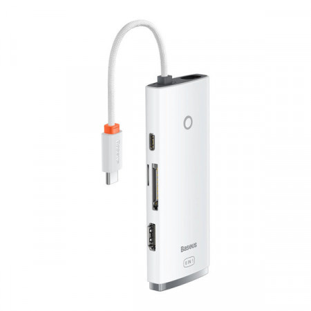 HUB multifunctional din seria Baseus Lite USB tip C - 2 x USB 3.0 / USB tip C PD / HDMI 1,4 / SD / TF alb (WKQX050102) - Img 5