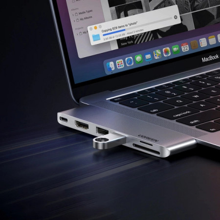 HUB Ugreen CM380 2xUSB C - HDMI/2xUSB 3.0/SD TF/USB C PD - gri - Img 6