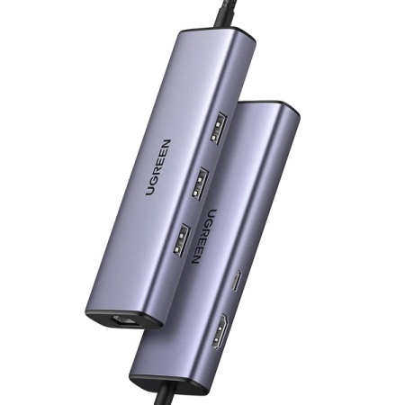 HUB Ugreen CM512 15598 6in1 USB-C - 3x USB-A 3.0 / HDMI / RJ45 / USB-C PD - gri - Img 8