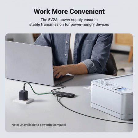 HUB Ugreen CM653 cu 4 porturi USB-A si cablu de alimentare USB-A - negru - Img 6