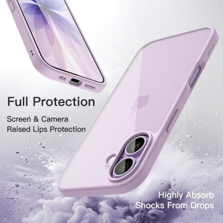 Husă de Protecție JETech pentru iPhone 17 (6.3"), Spate Transparent și Ramă Mată Lavandă (Solid Lavender) - Img 3