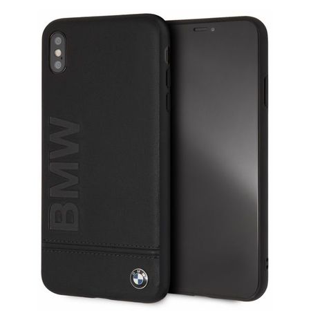 Husa telefon din piele naturala , tip bumper , Bmw pentru Apple iPhone Xs Max , neagra