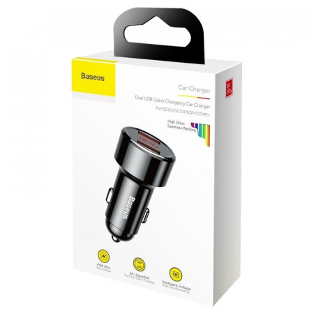 Incarcator auto 2x USB QC 3.0 45W Baseus Magic , negru - Img 6
