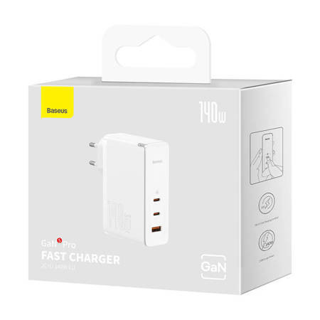 Incarcator de perete Baseus GaN5 Pro 2xUSB-C + USB, 140W (alb) - Img 3