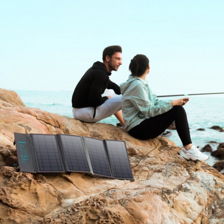 Incarcator solar pliabil Choetech Solar fotovoltaic 36W USB / USB tip C (94 x 36 cm) Gri (SC006) - Img 6