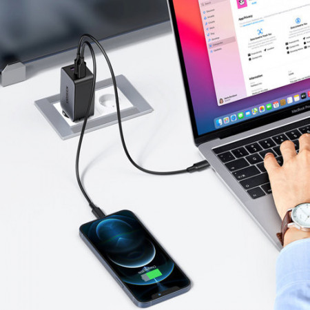 Incarcator Ugreen GaN 2x USB tip C / 1x USB 65W Power Delivery gri (10335) - Img 4