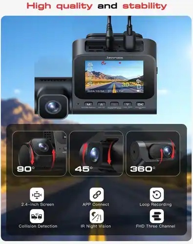 Jzones 4K Ultra HD STARVIS 2 Triple Camera, MicroSD 64Gb - Img 4