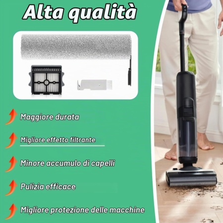 Kit de Accesorii și Piese de Schimb pentru Aspiratoare Tineco Floor One Stretch S6 / Switch S6 / S7 Stretch Ultra / S6 Stretch Lite / S9 Artist, 2 Perii Rotative, 2 Filtre HEPA și 1 Perie de Curățare - Img 4